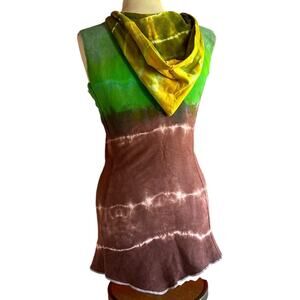 Womens Top Size Medium Handmade Hoodie Tank Tie Dye Long Festival
